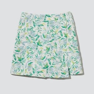 New Ellen Tracy women’s floral print Linen Blend green floral Skort L tropical